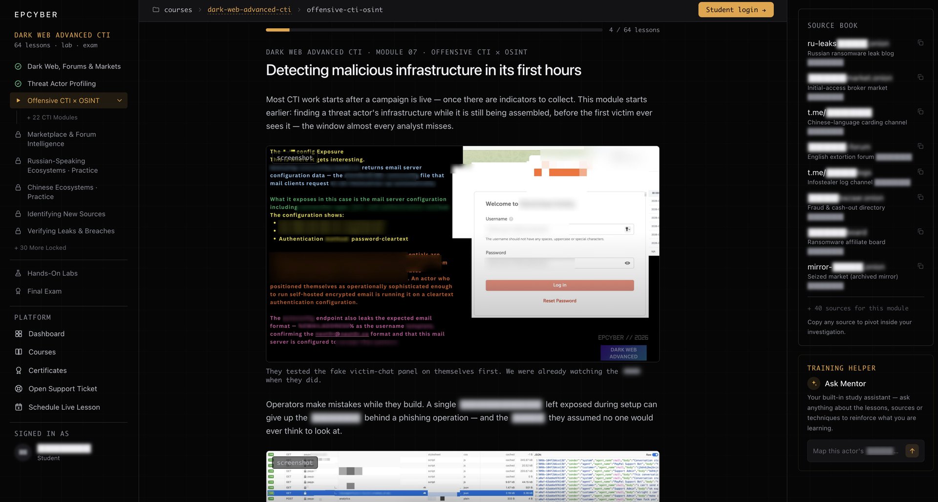 A view of the EPCYBER training platform