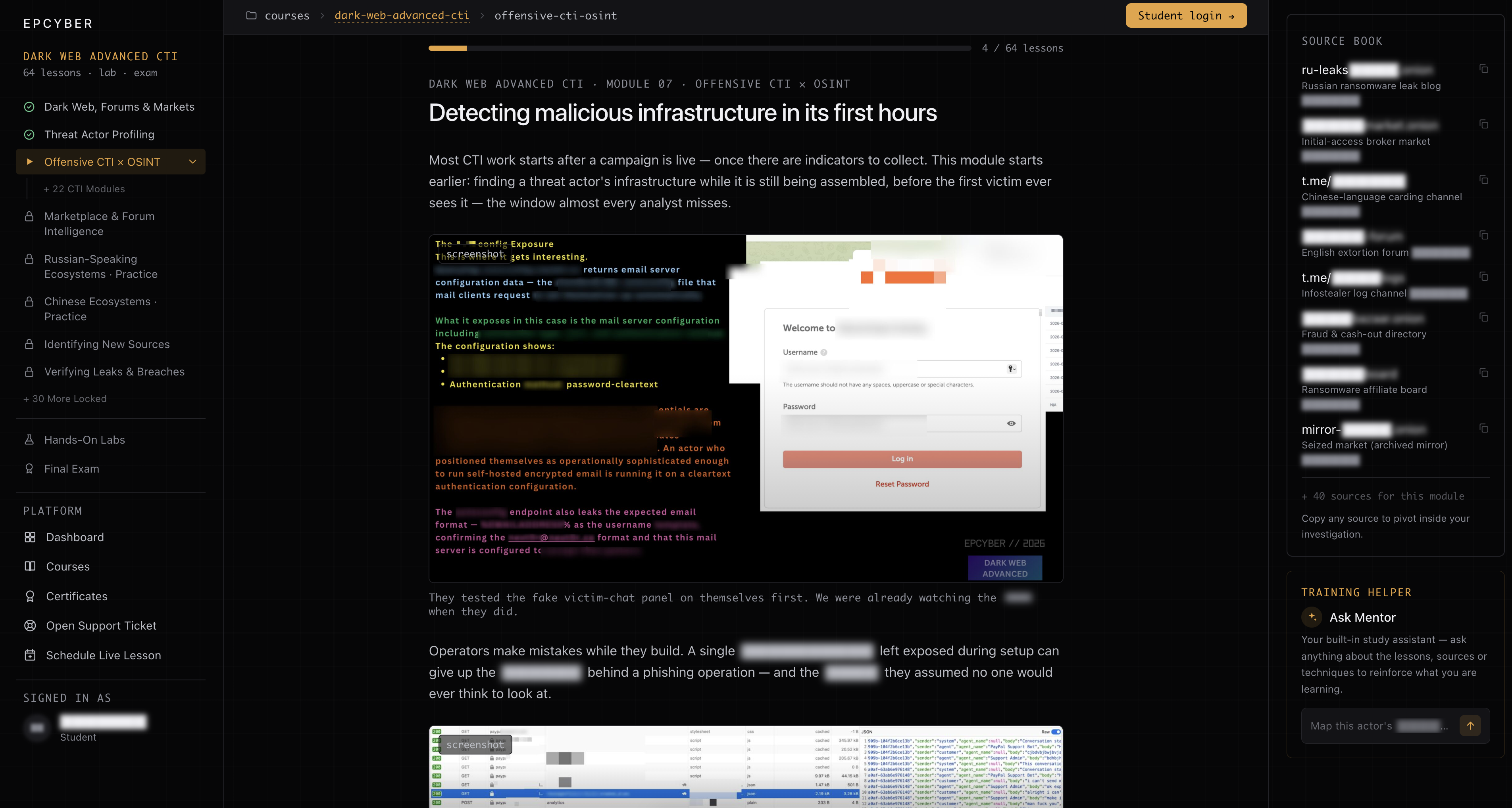 A view of the EPCYBER training platform